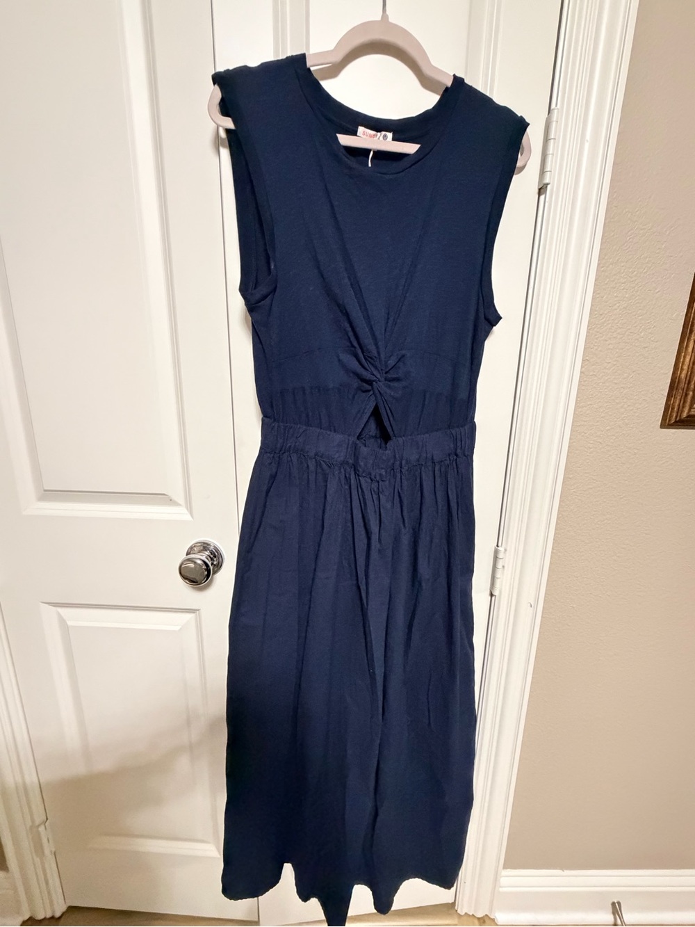 Sundry Navy Twist Cutout Waist Midi Dress NWT XL